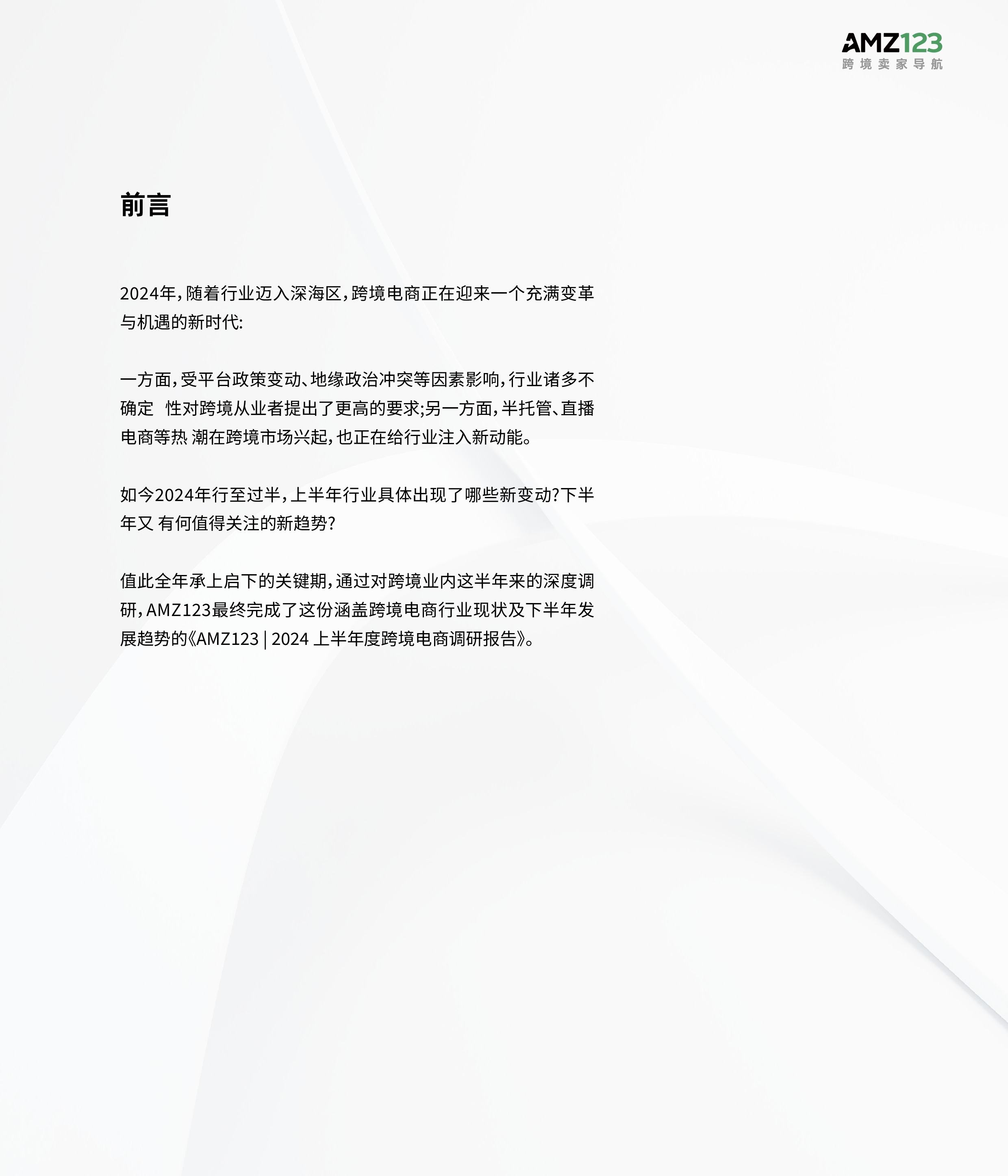 AMZ1232024上半年度跨境电商调研报告34页